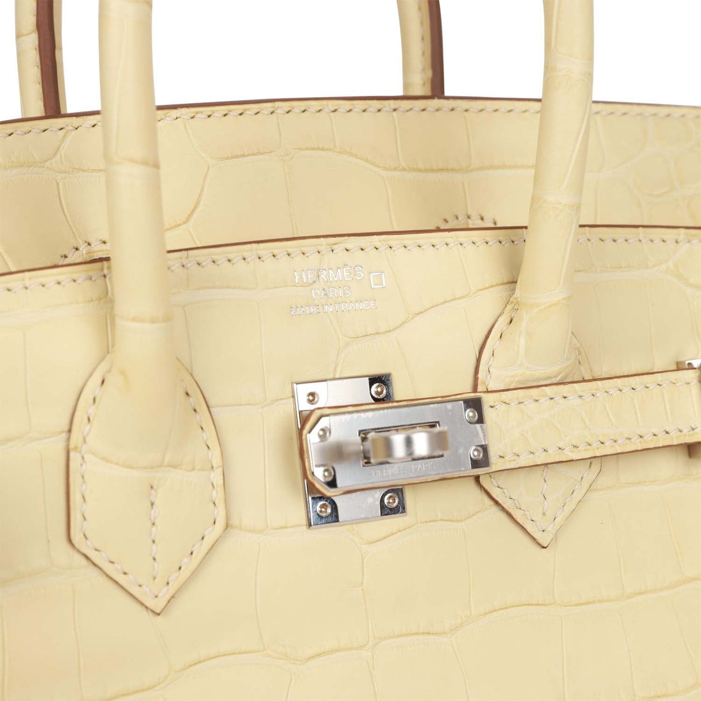 Luxury Hermes Birkin 25 Vanille Matte Alligator Palladium Hardware