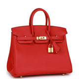 Luxury Hermes Birkin 25 Rouge De Coeur Swift Gold Hardware
