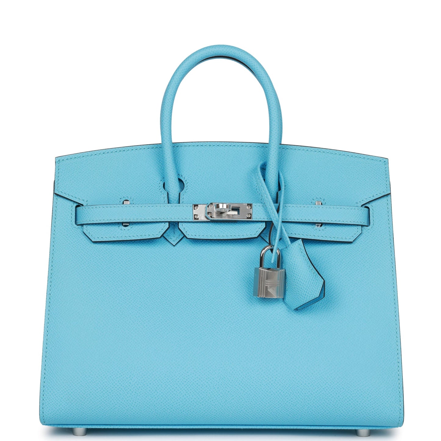 Luxury Hermes Birkin Sellier 25 Celeste Epsom Palladium Hardware