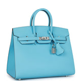 Luxury Hermes Birkin Sellier 25 Celeste Epsom Palladium Hardware