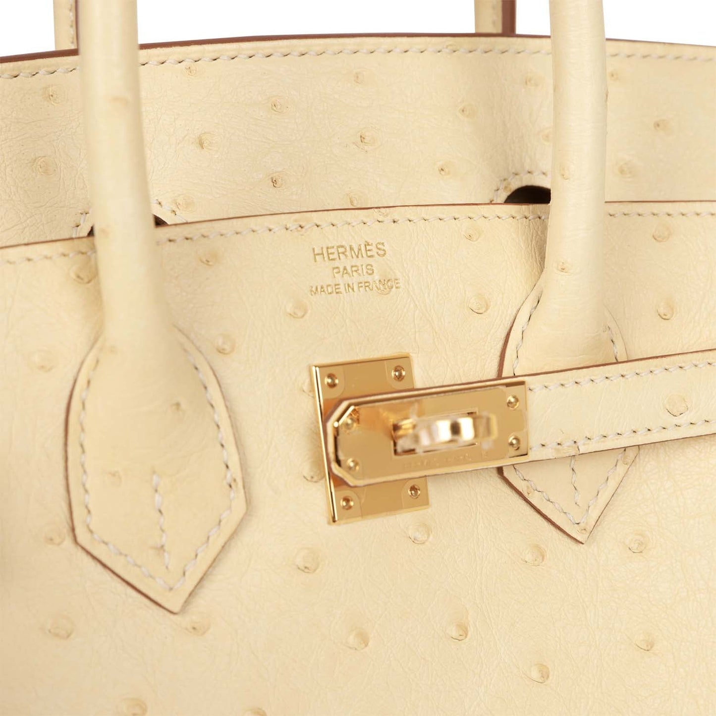 Luxury Hermes Birkin 25 Vanille Ostrich Boreal Gold Hardware