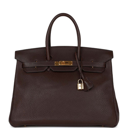 Hermes Birkin 35 Marron Fonce Fjord Gold Hardware