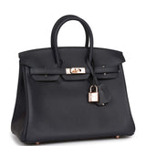 Luxury Hermes Birkin 25 Caban Swift Rose Gold Hardware