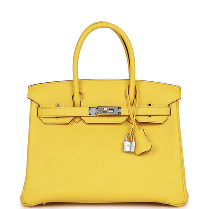 Luxury Hermes Birkin 30 Jaune de Naples Taurillon Novillo Palladium Hardware