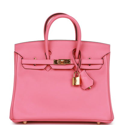 Luxury Hermes Birkin 25 Rose Azalee Swift Gold Hardware