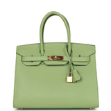 Hermes Birkin 30 Sellier Vert Criquet Epsom Gold Hardware