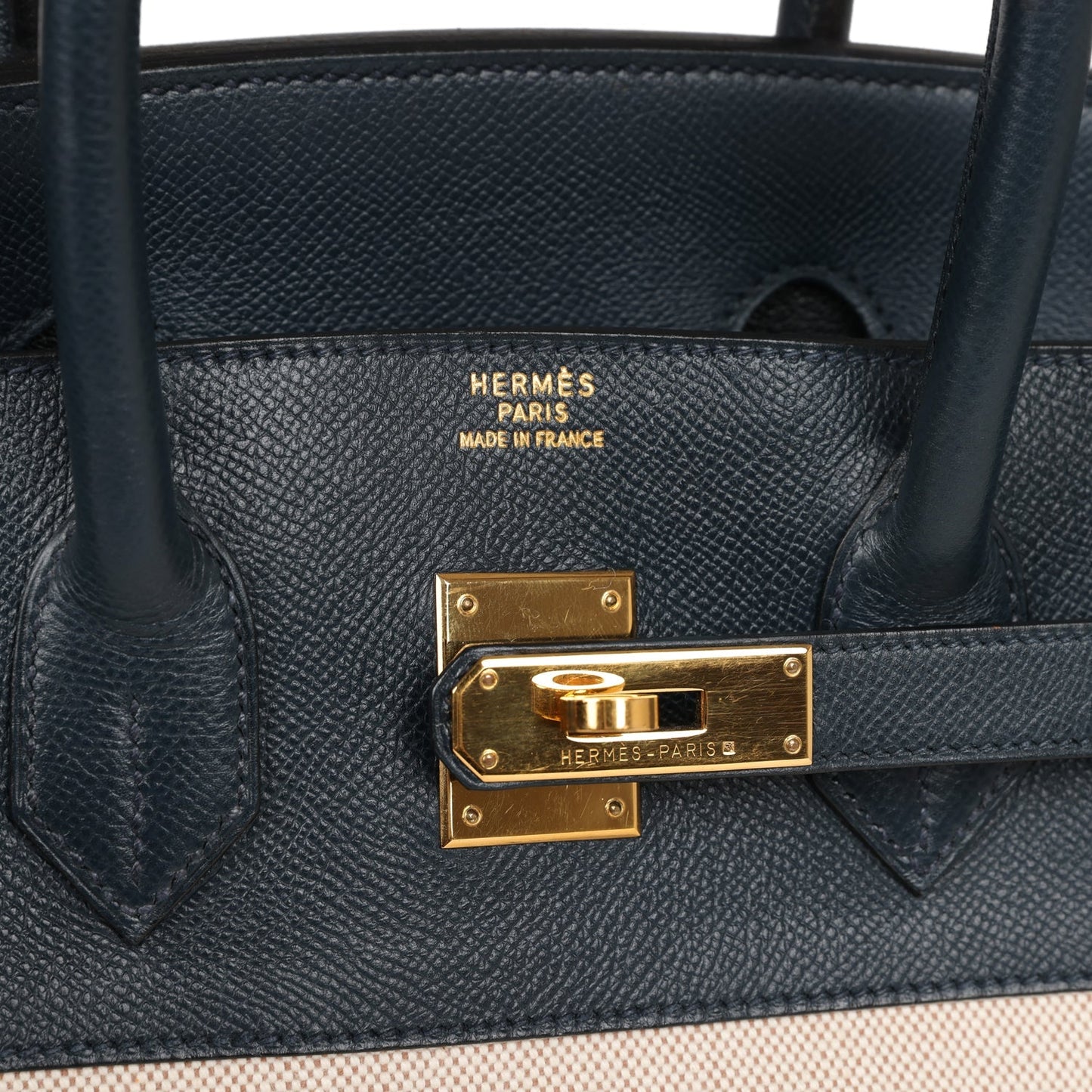 Hermes Birkin 35 Bleu Indigo Courchevel and Toile H Gold Hardware