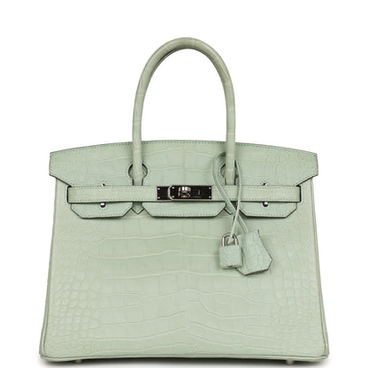 Top Quality Hermes Birkin 30 Vert D'Eau Matte Alligator Palladium Hardware