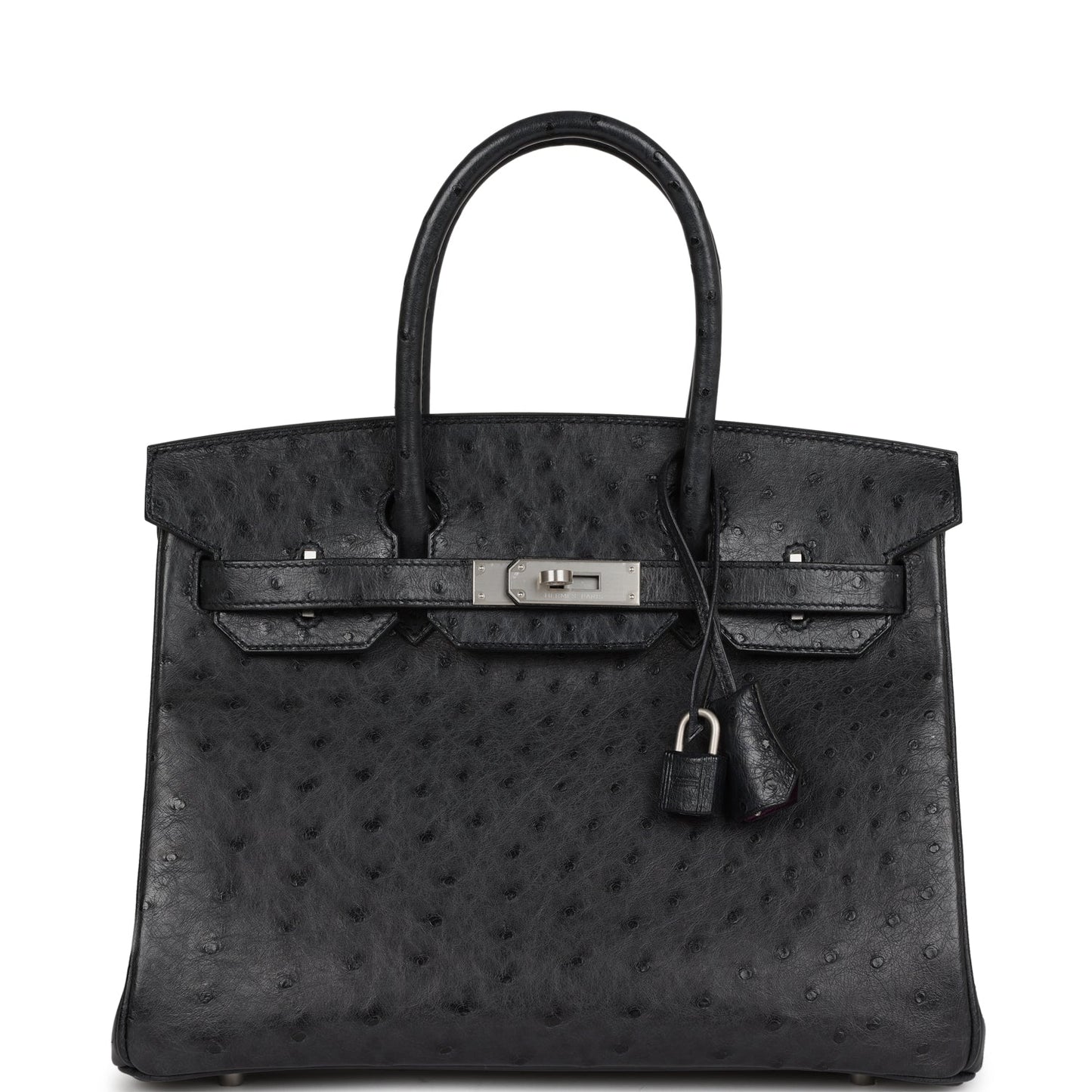 Top Quality Hermes Special Order (HSS) Birkin 30 Black Verso Ostrich Brushed Palladium Hardware