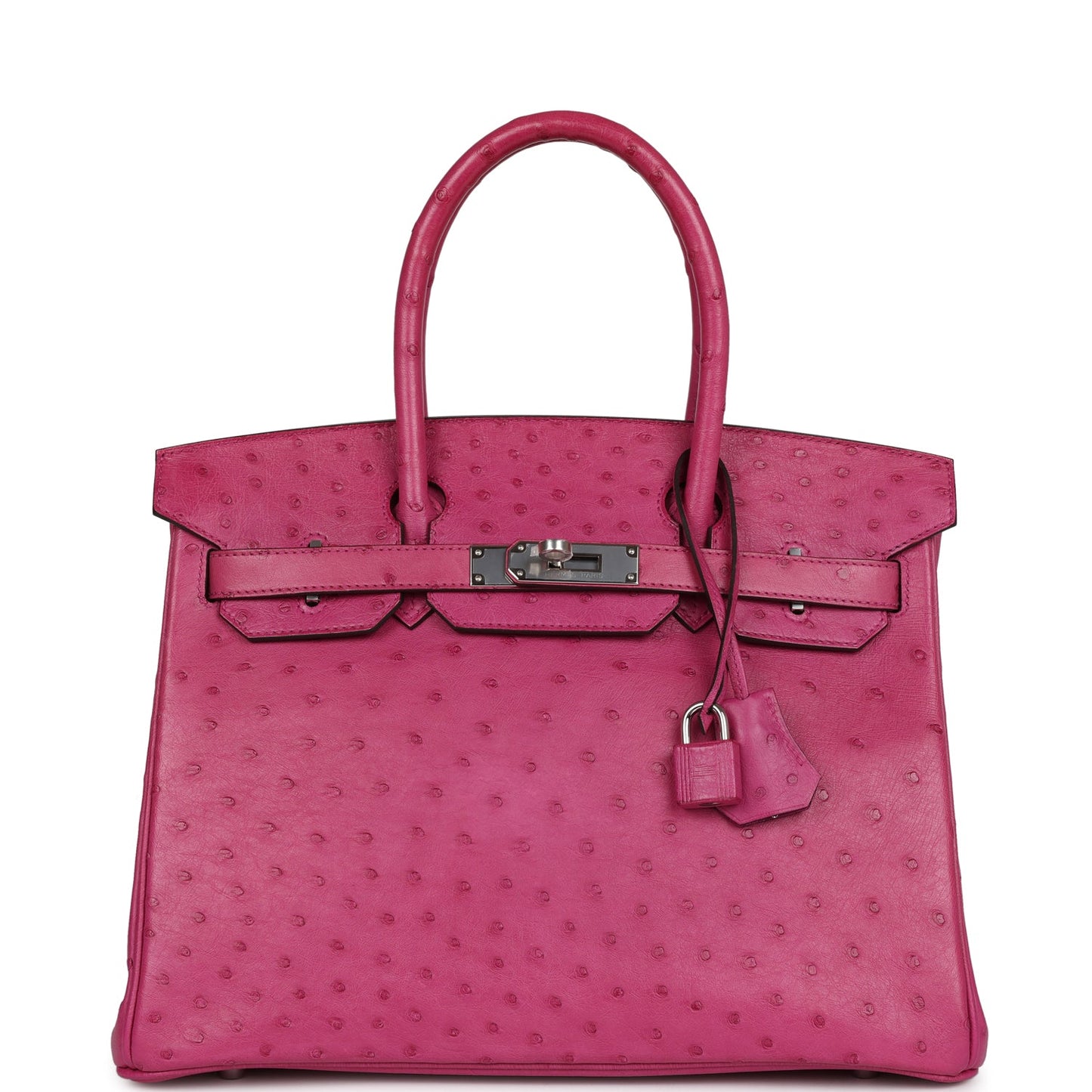 Pre-owned Hermes Birkin 30 Rose Pourpre Ostrich Palladium Hardware