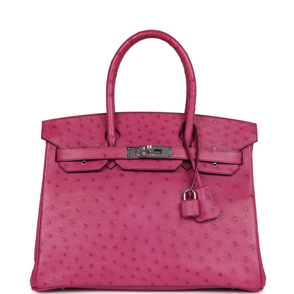 Pre-owned Hermes Birkin 30 Rose Pourpre Ostrich Palladium Hardware