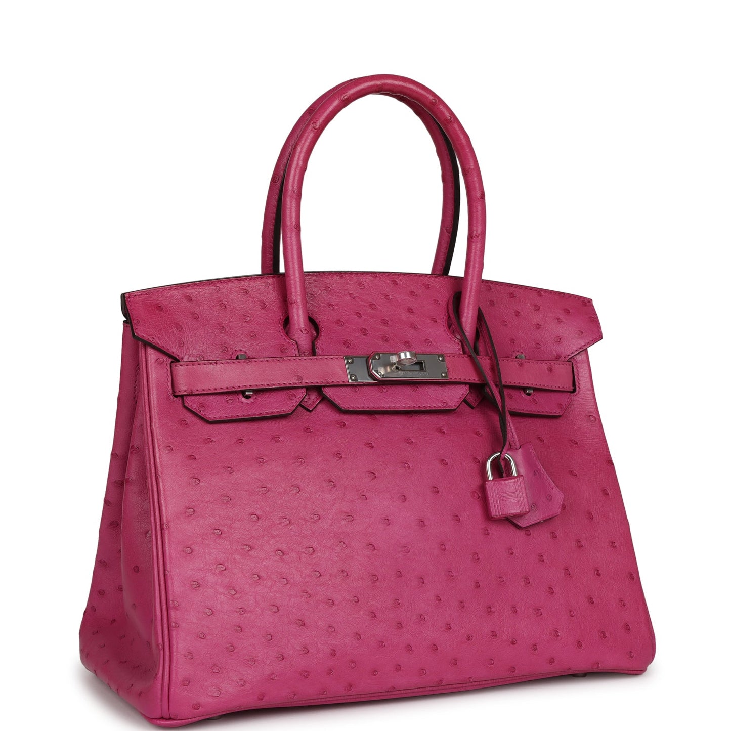 Pre-owned Hermes Birkin 30 Rose Pourpre Ostrich Palladium Hardware