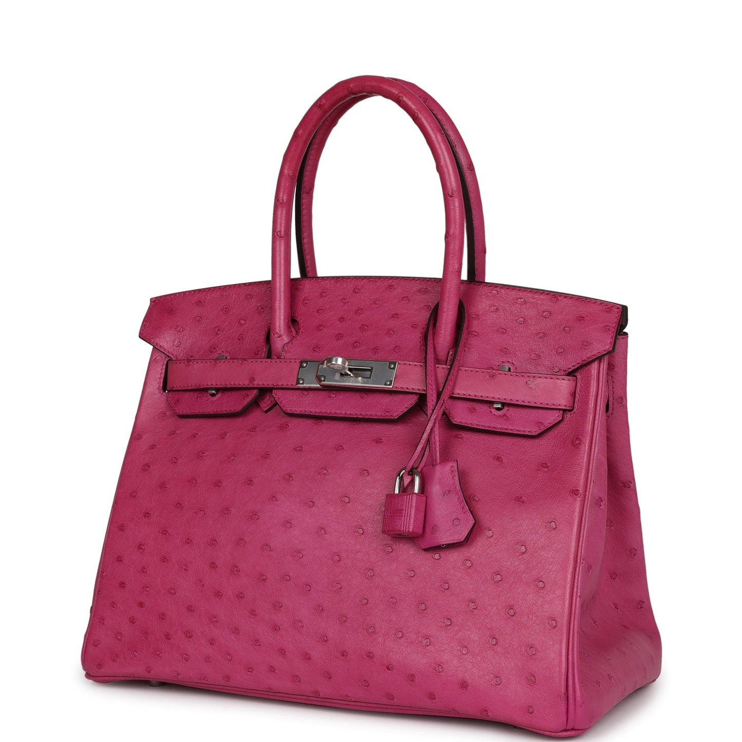 Pre-owned Hermes Birkin 30 Rose Pourpre Ostrich Palladium Hardware