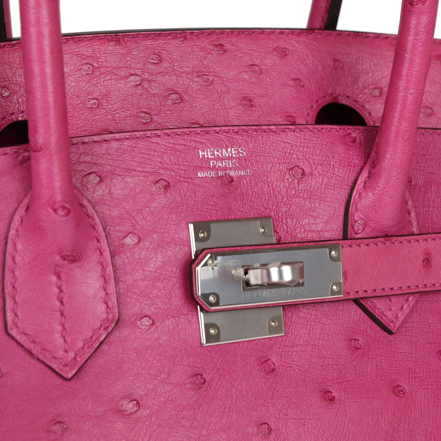 Pre-owned Hermes Birkin 30 Rose Pourpre Ostrich Palladium Hardware