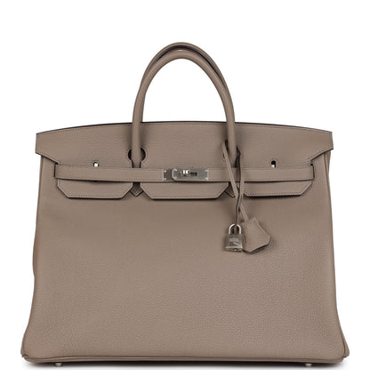 Hermes Horseshoe Stamp (HSS) Birkin 40 Gris Tourterelle Togo Brushed Palladium Hardware