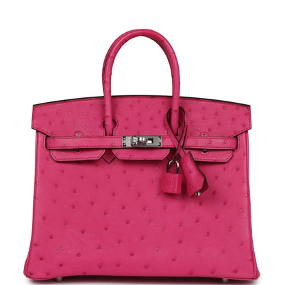 Hermes Birkin 25 Rose Tyrien Ostrich Palladium Hardware