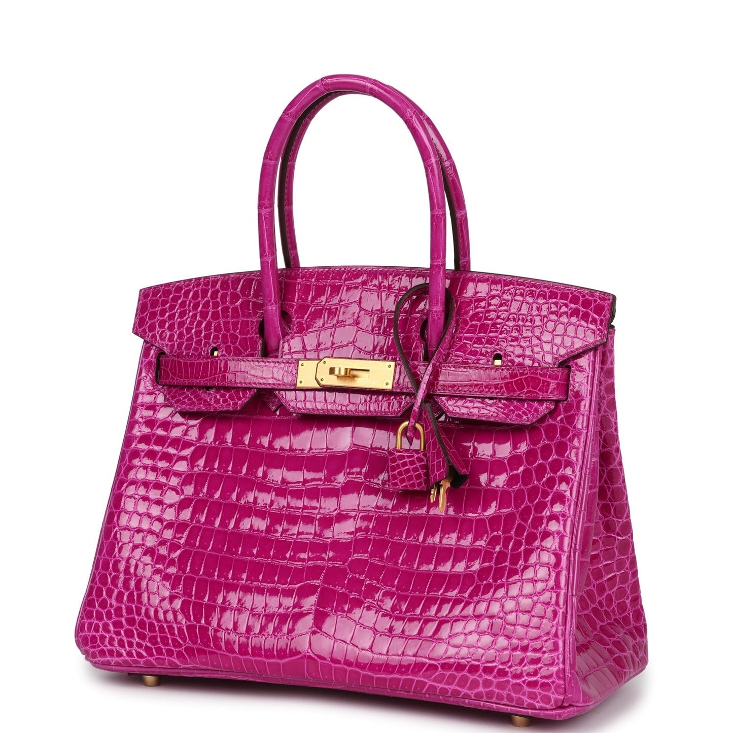 Hermes Special Order (HSS) Birkin 30 Rose Scheherazade Verso Shiny Porosus Crocodile Brushed Gold Hardware