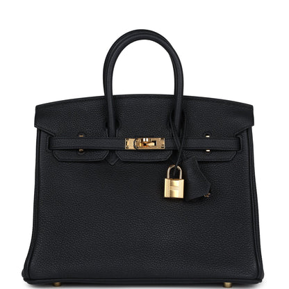 New Hermes Birkin 25 Black Togo Gold Hardware
