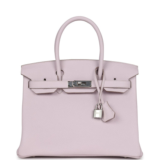 Hermes Birkin 30 Mauve Pale Clemence Palladium Hardware