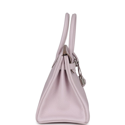 Hermes Birkin 30 Mauve Pale Clemence Palladium Hardware