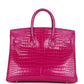 Hermes Birkin 25 Rose Scheherazade Shiny Porosus Crocodile Palladium Hardware