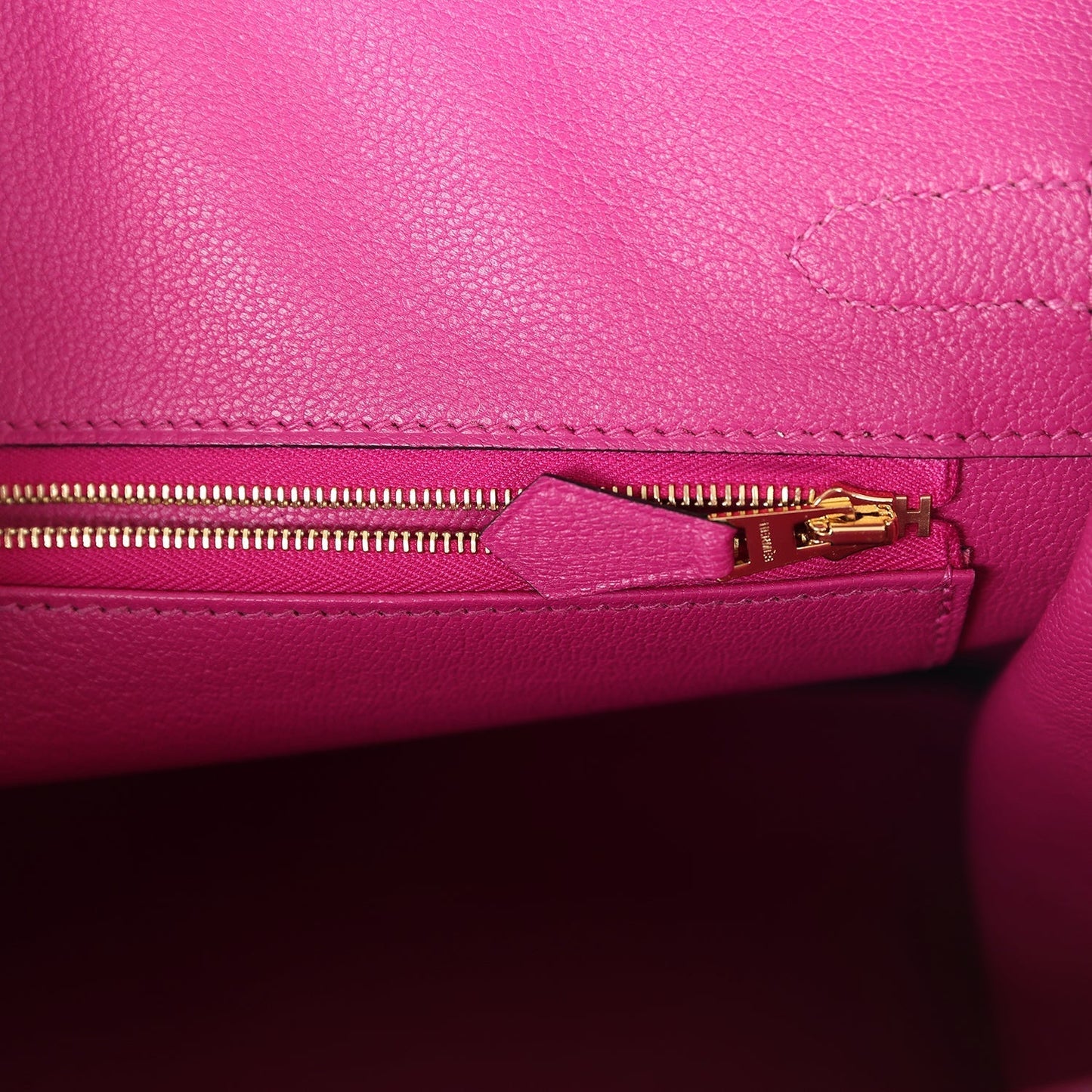 Pre-owned Hermes Special Order (HSS) Birkin 30 Rose Pourpre and Gris Agate Ostrich Brushed Gold Hardware