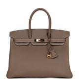 Pre-owned Hermes Birkin 35 Etoupe Togo Gold Hardware
