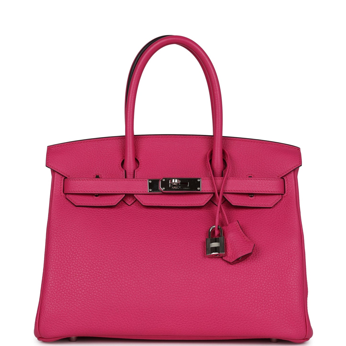 Pre-owned Hermes Birkin 30 Rose Shocking Clemence Palladium Hardware