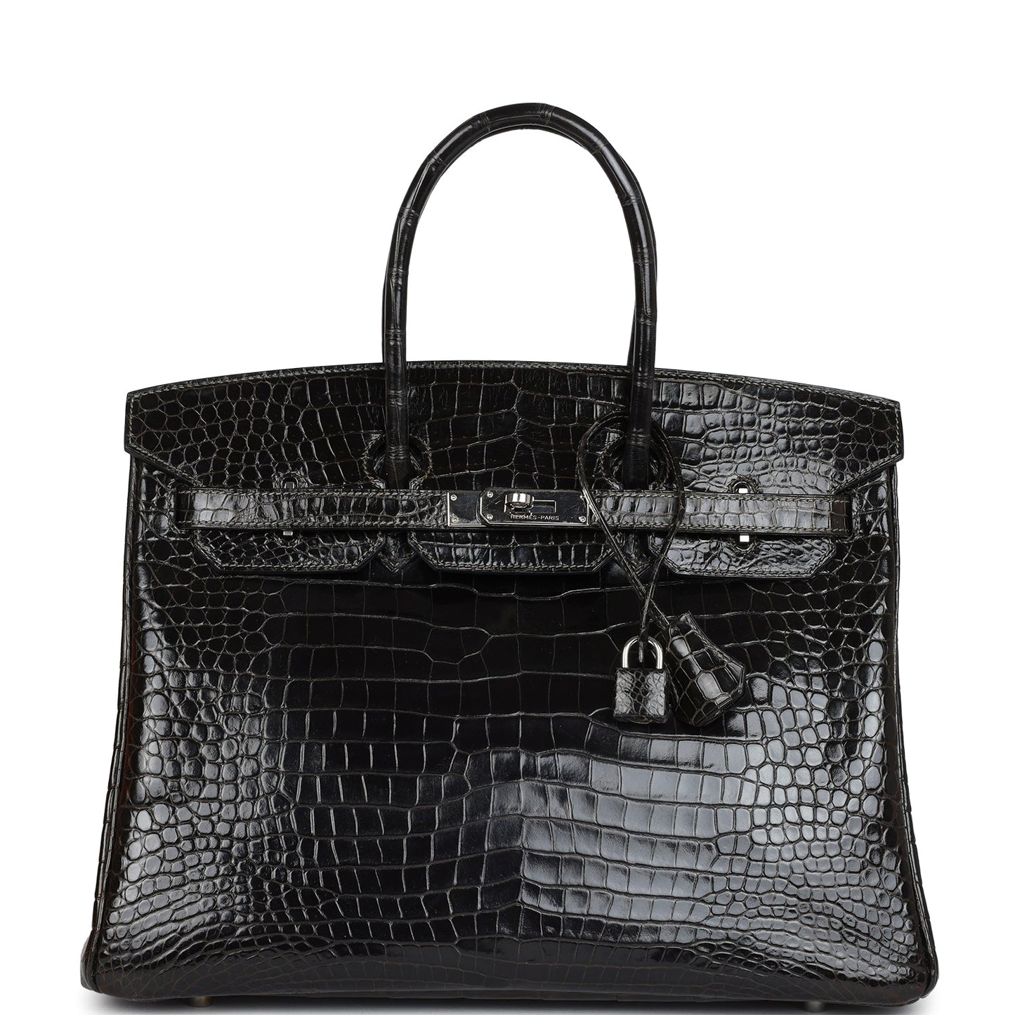 Hermes Birkin 35 Graphite Shiny Porosus Crocodile Palladium Hardware