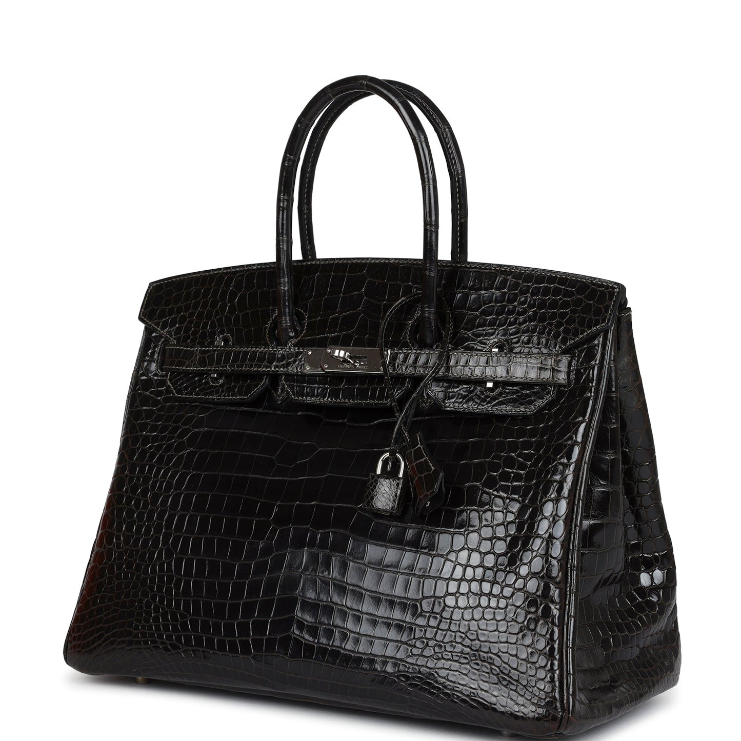Hermes Birkin 35 Graphite Shiny Porosus Crocodile Palladium Hardware