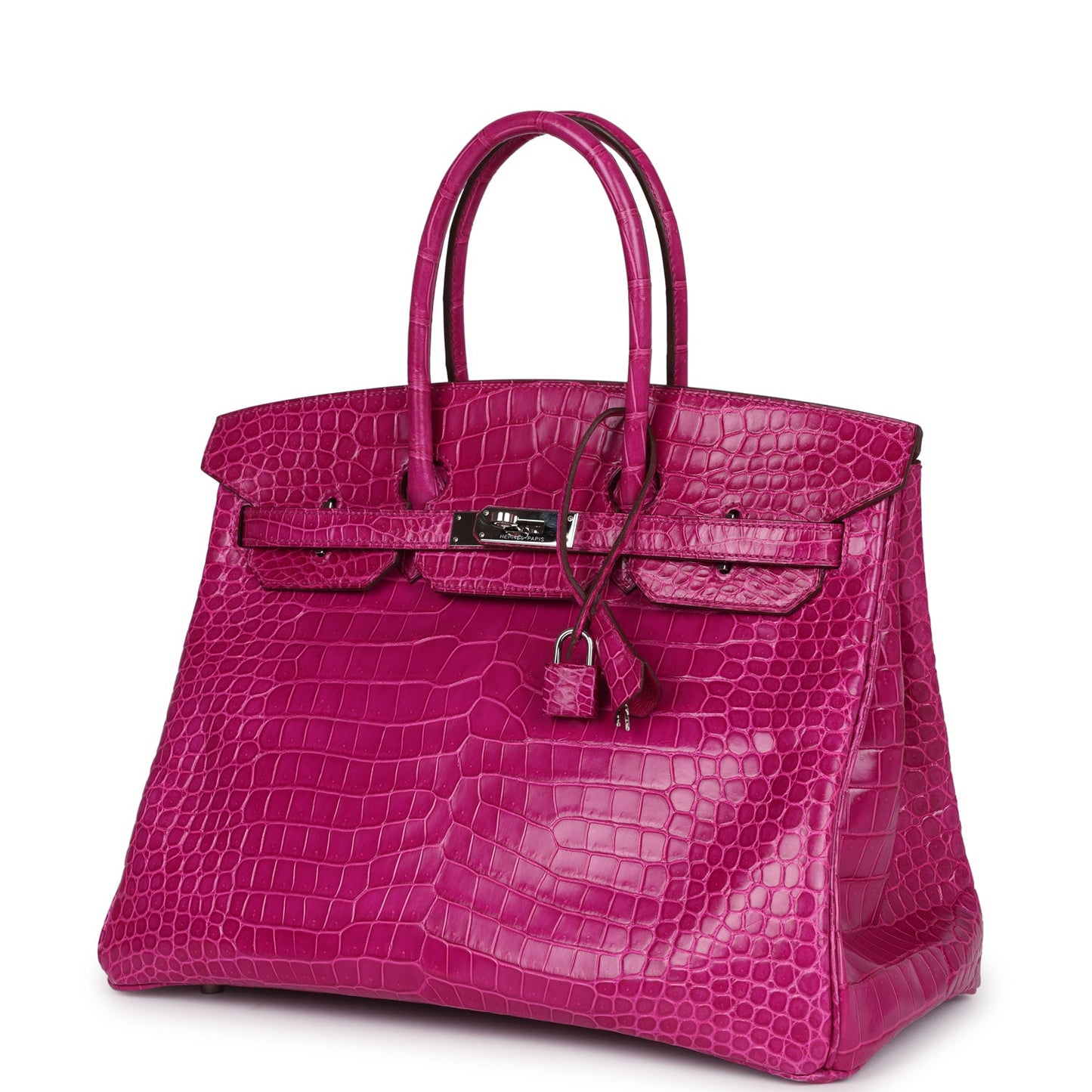 Hermes Birkin 35 Rose Scheherazade Shiny Porosus Crocodile Palladium Hardware