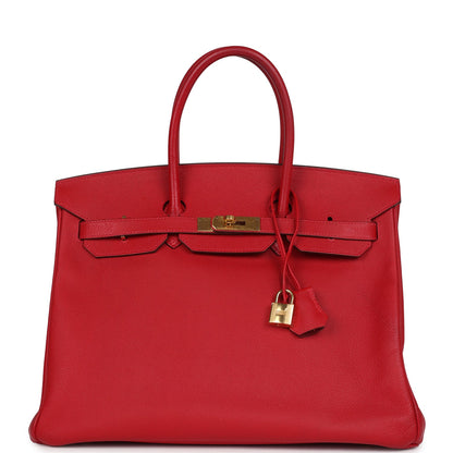 Hermes Birkin 35 Rouge Casaque Epsom Gold Hardware