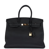 Pre-owned Hermes Birkin 35 Black Togo Gold Hardware