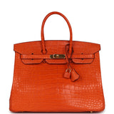 Hermes Birkin 35 Feu Matte Alligator Gold Hardware