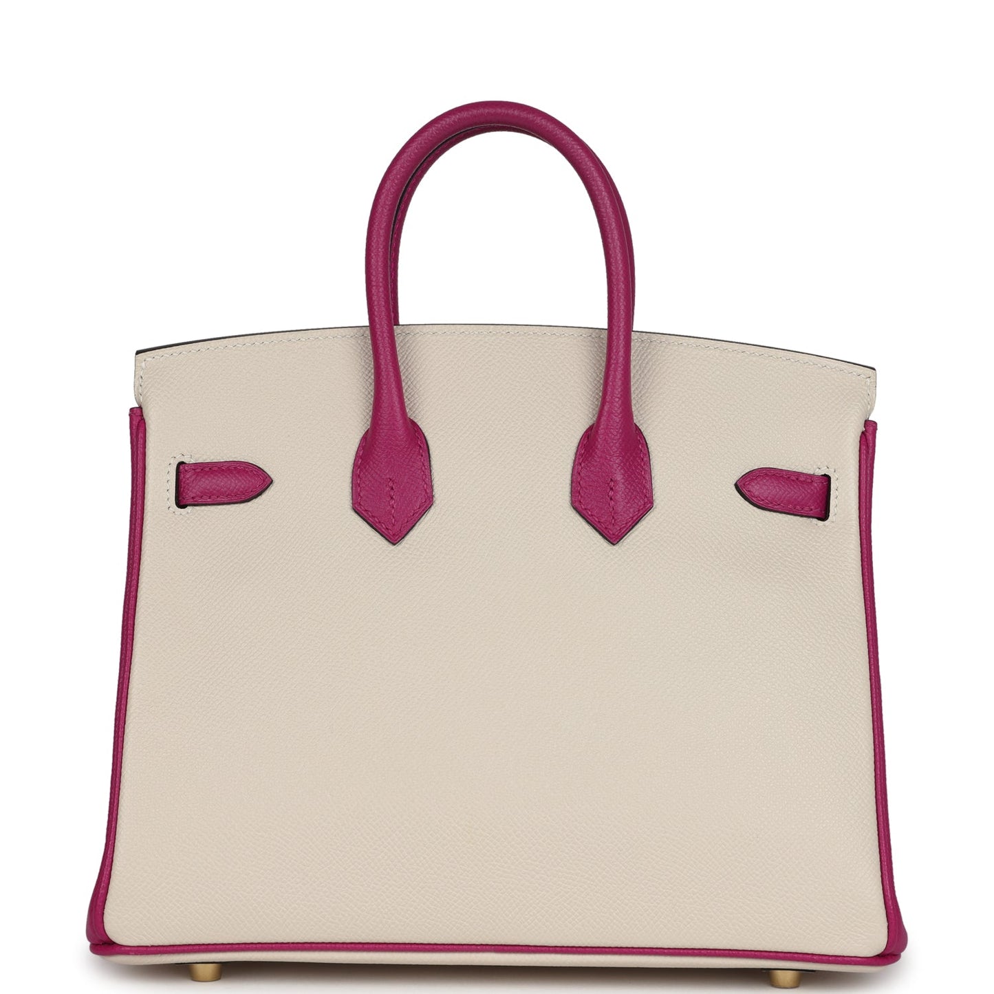 Hermes Special Order (HSS) Birkin 25 Craie and Rose Pourpre Epsom Brushed Gold Hardware