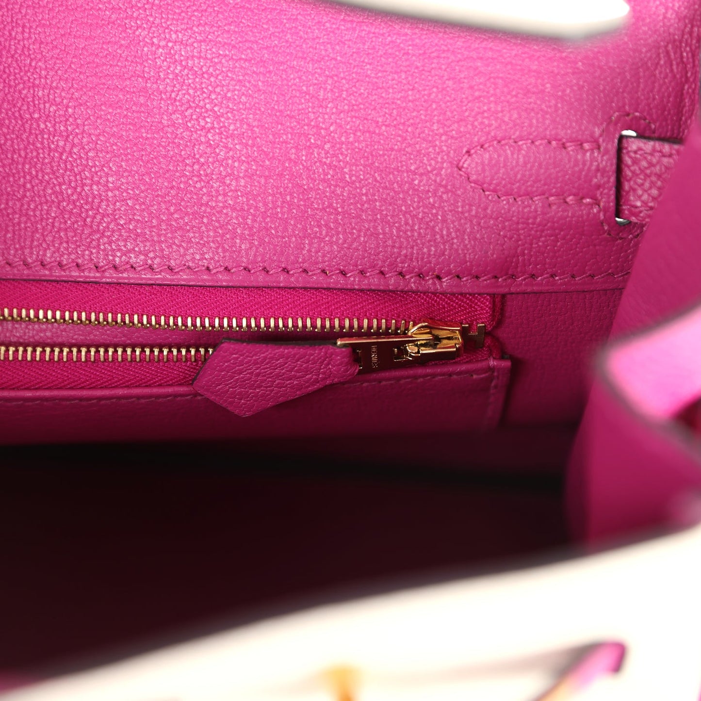 Hermes Special Order (HSS) Birkin 25 Craie and Rose Pourpre Epsom Brushed Gold Hardware