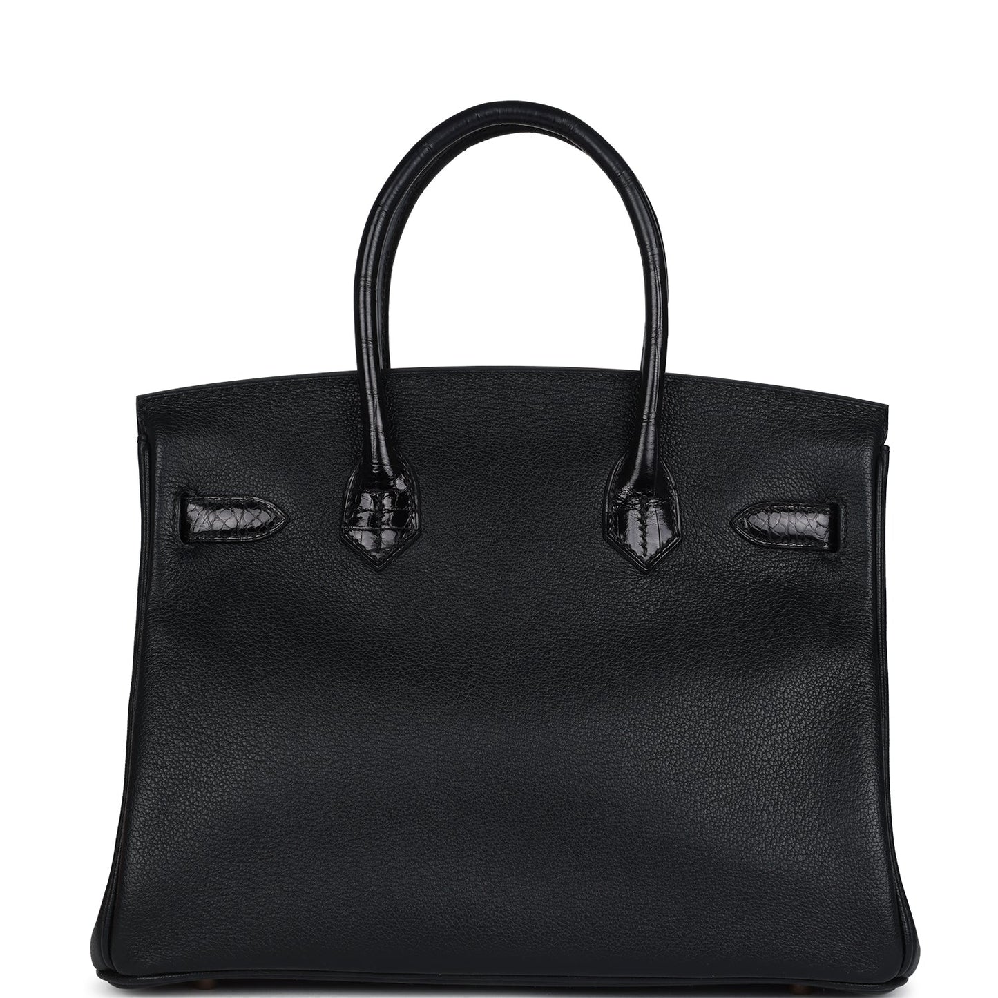 Hermes Birkin 30 Black Shiny Niloticus Crocodile and Novillo Touch Rose Gold Hardware