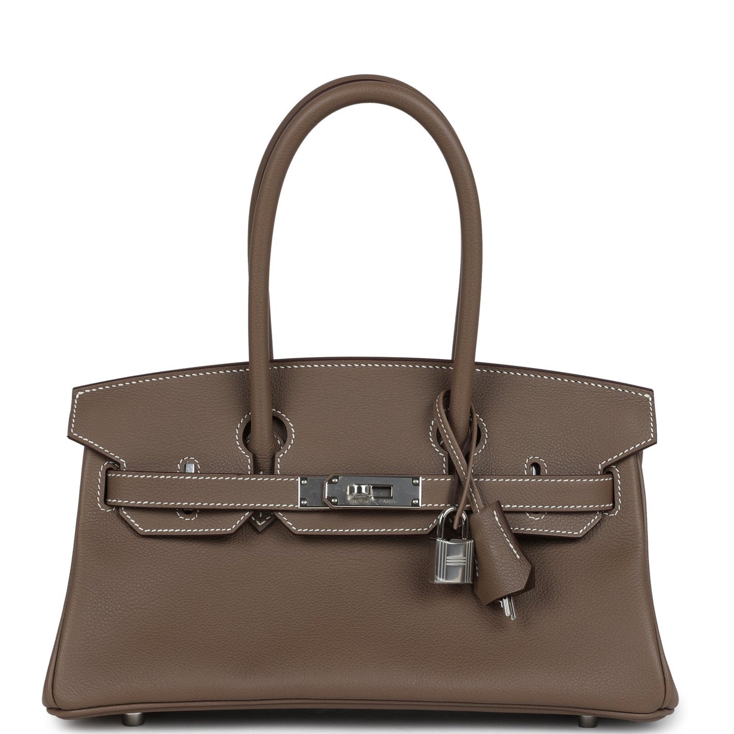 Hermes Shoulder Birkin Light 29 Etoupe Evercolor Palladium Hardware
