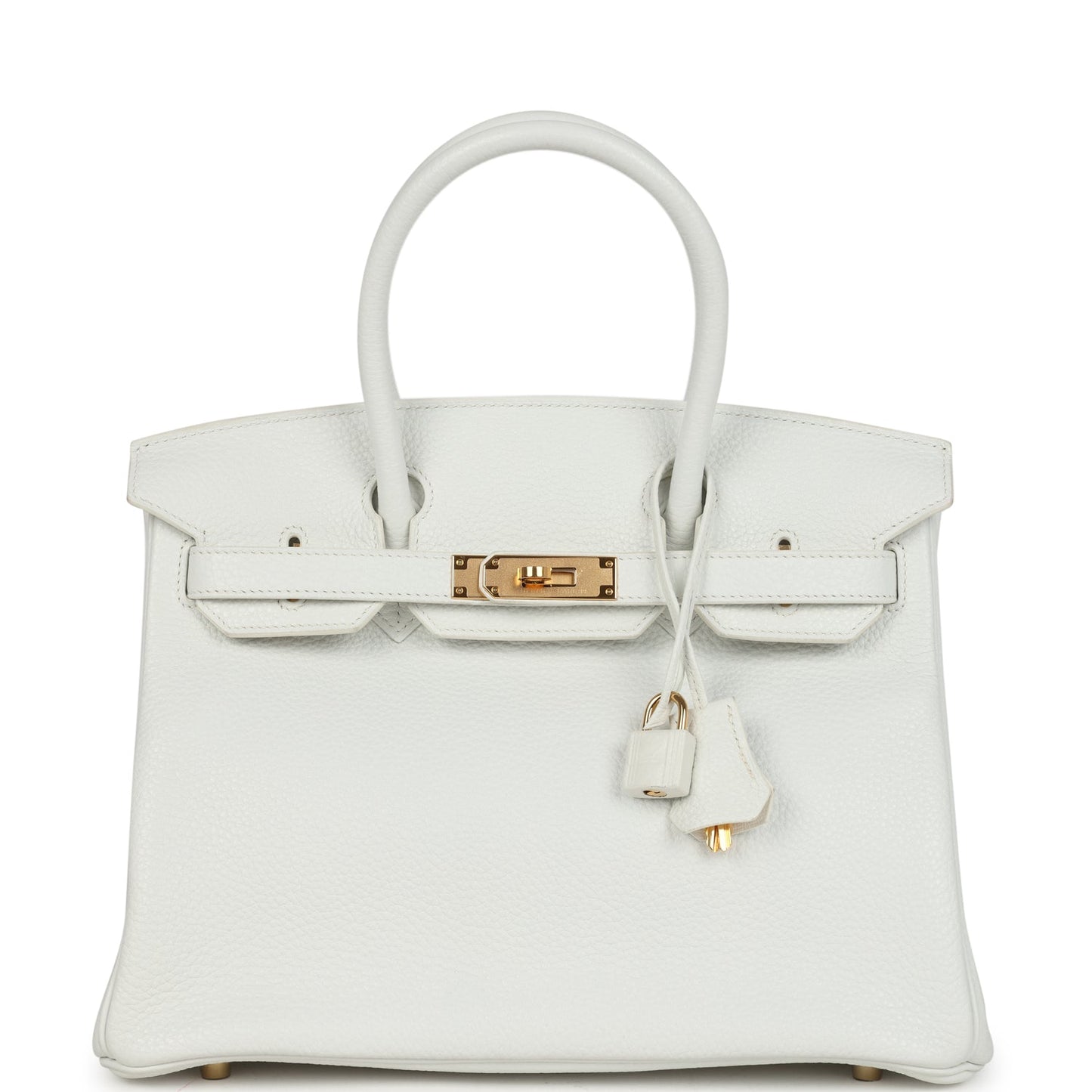 Pre-owned Hermes Birkin 30 White Clemence Gold Hardware