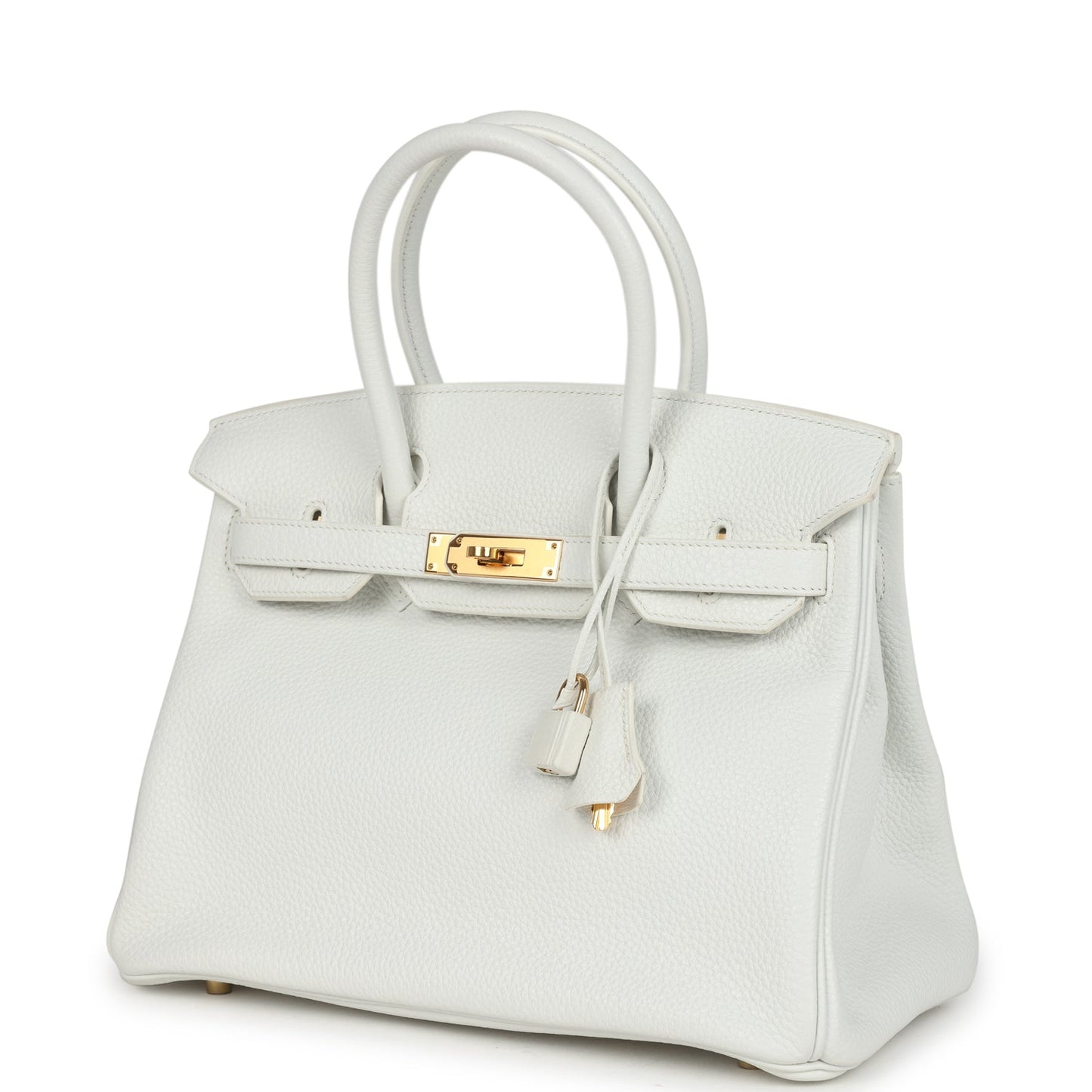 Pre-owned Hermes Birkin 30 White Clemence Gold Hardware