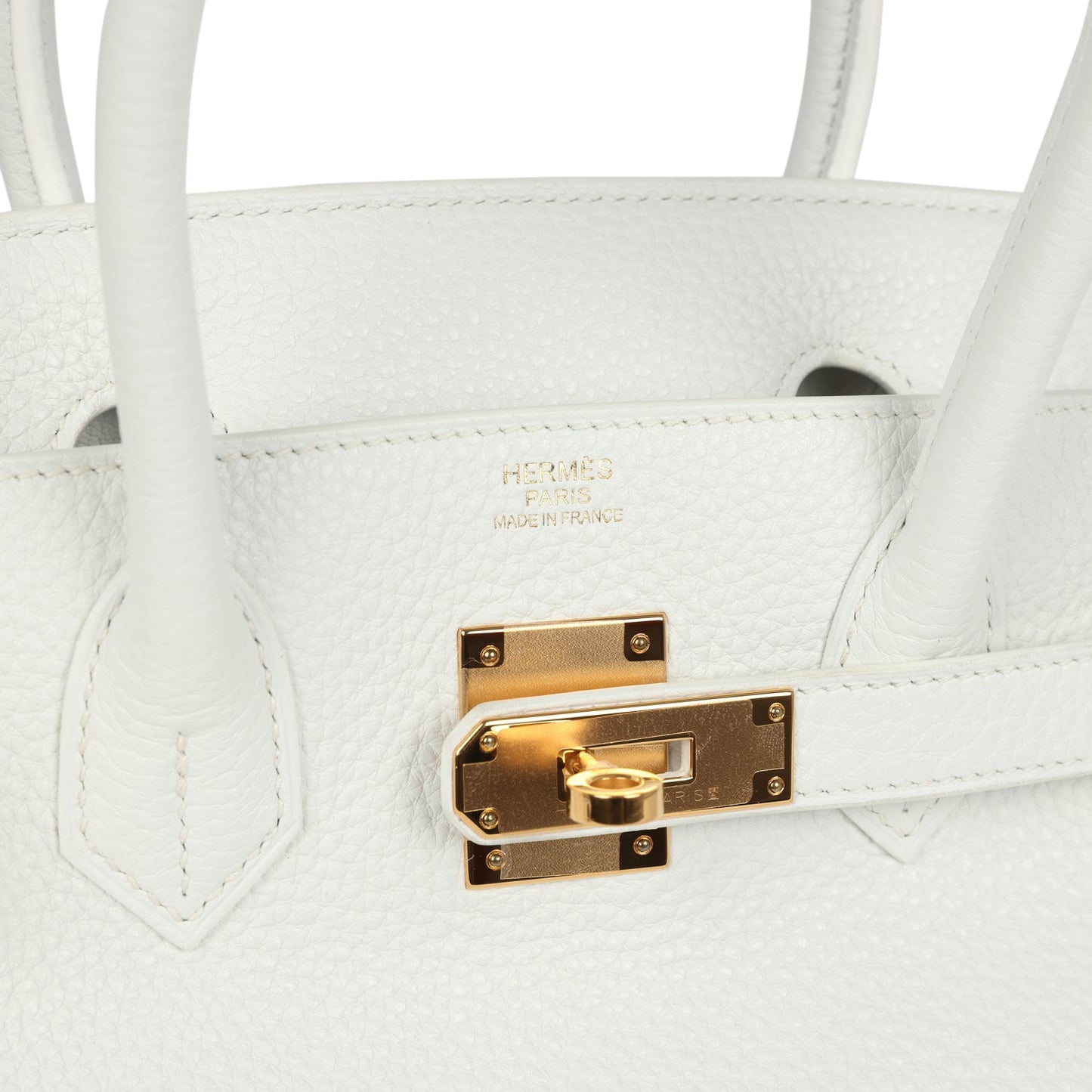 Pre-owned Hermes Birkin 30 White Clemence Gold Hardware