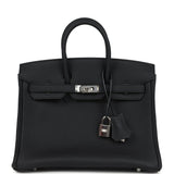 Pre-owned Hermes Birkin 25 Black Togo Palladium Hardware