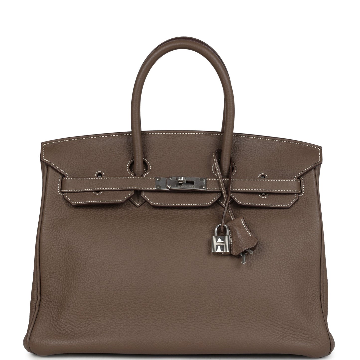 Pre-owned Hermes Birkin 35 Etoupe Togo Palladium Hardware