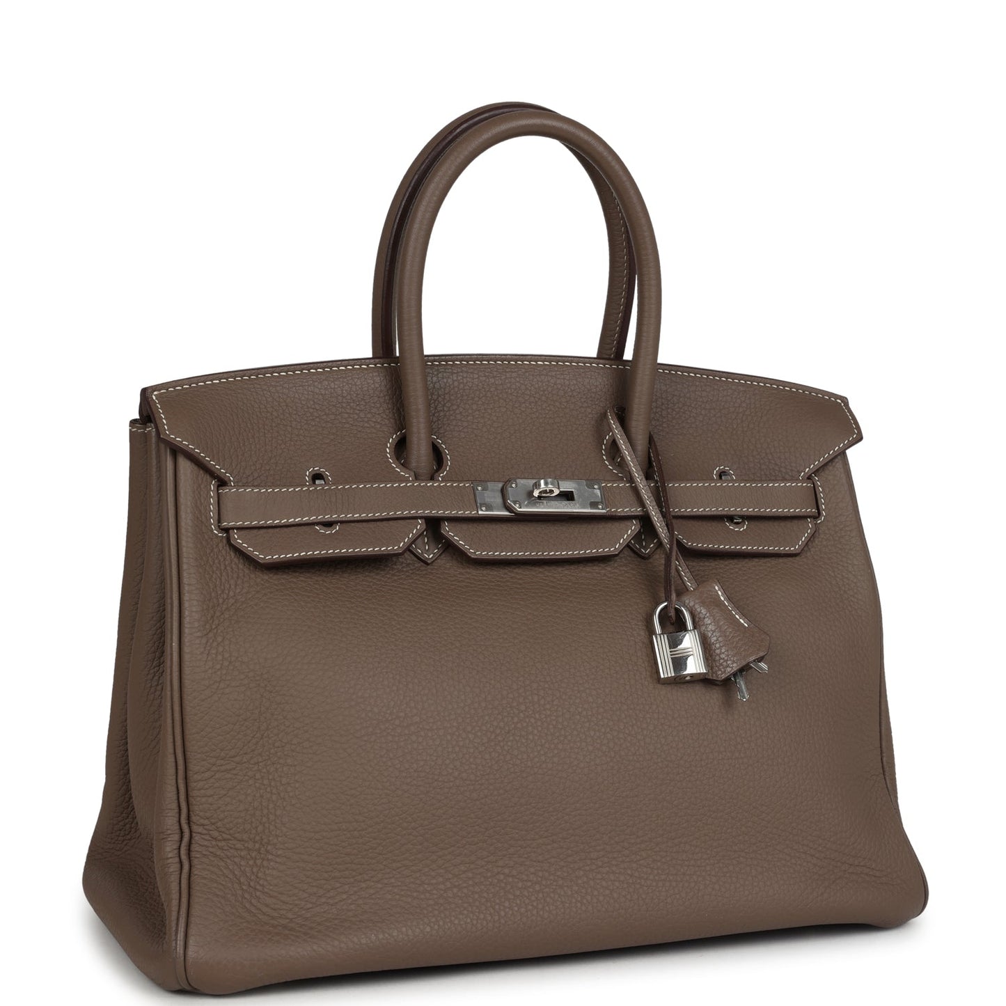 Pre-owned Hermes Birkin 35 Etoupe Togo Palladium Hardware