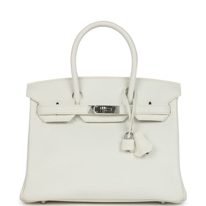 Hermes Birkin 30 White Clemence Palladium Hardware