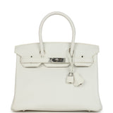 Hermes Birkin 30 White Clemence Palladium Hardware