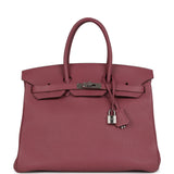 Hermes Birkin 35 Bois De Rose Fjord Palladium Hardware