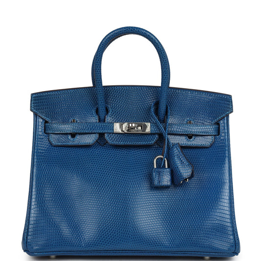 Hermes Birkin 25 Bleu Izmir Varanus Niloticus Lizard Palladium Hardware