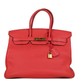 Hermes Birkin 35 Geranium Togo Gold Hardware