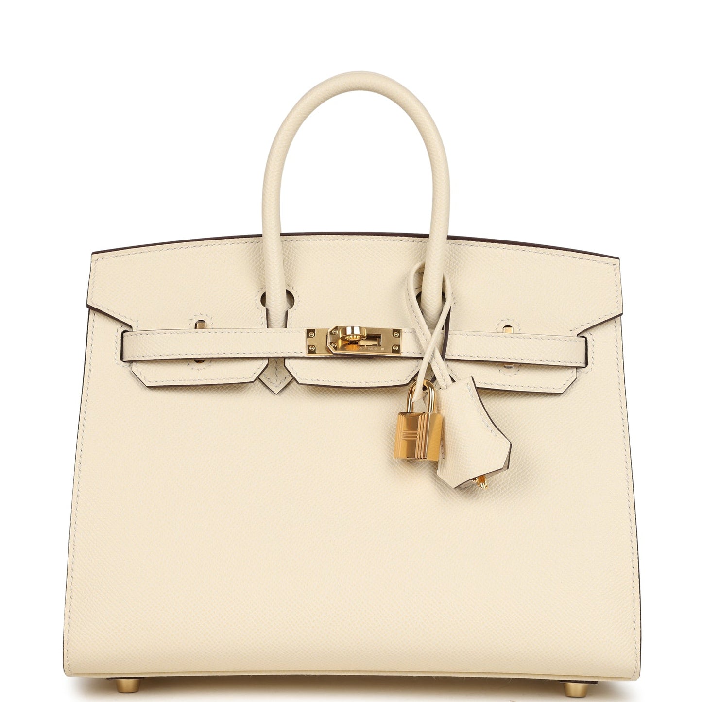 Pre-owned Hermes Birkin Sellier 25 Nata Epsom Gold Hardware
